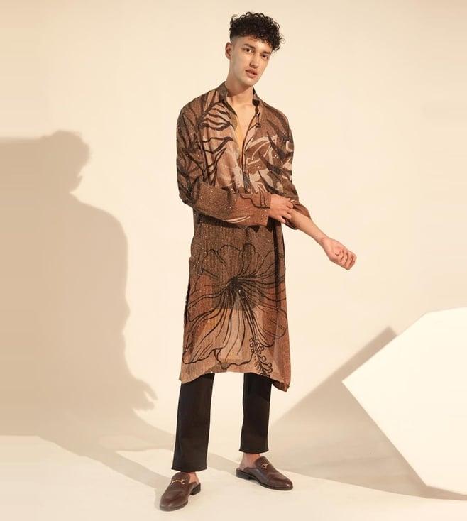 nikita mhaisalkar brown tropical print kurta