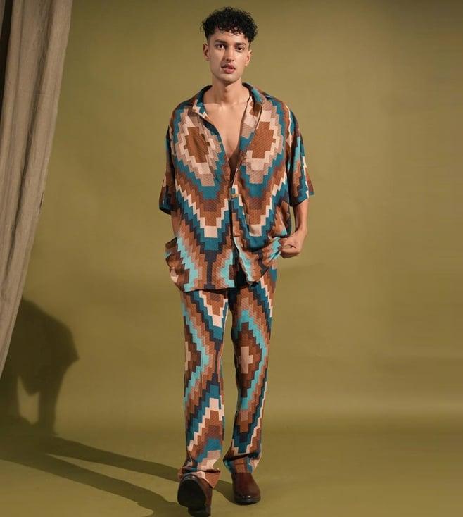 nikita mhaisalkar turquoise grid print shirt with pant