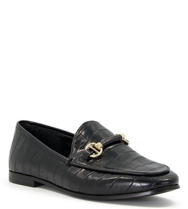 dune london women's guiltt 2 black loafers (animal attack)