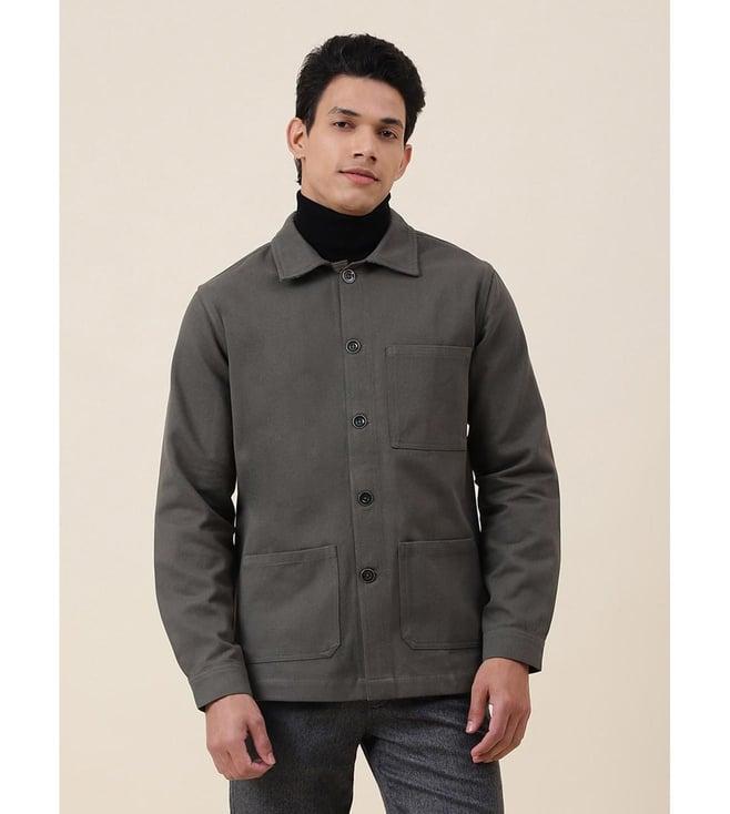 fabindia olive cotton straight fit utility jacket