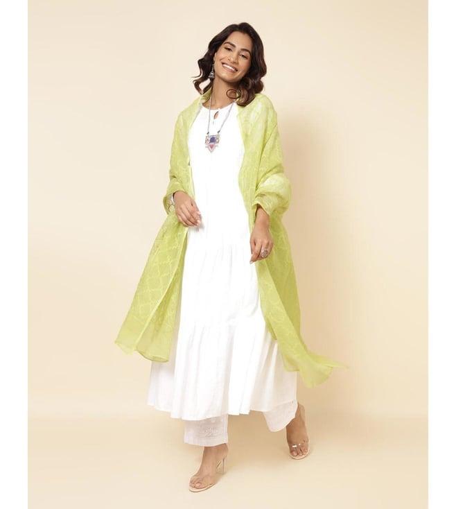 fabindia lime cotton silk blend dupatta