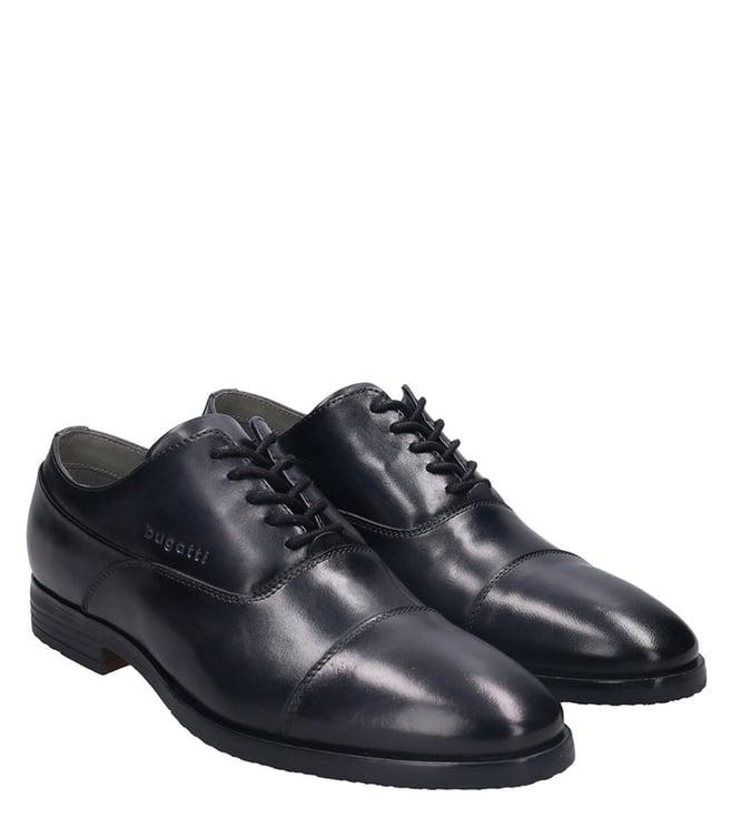 bugatti men's lanzo dark grey leather black oxford shoes