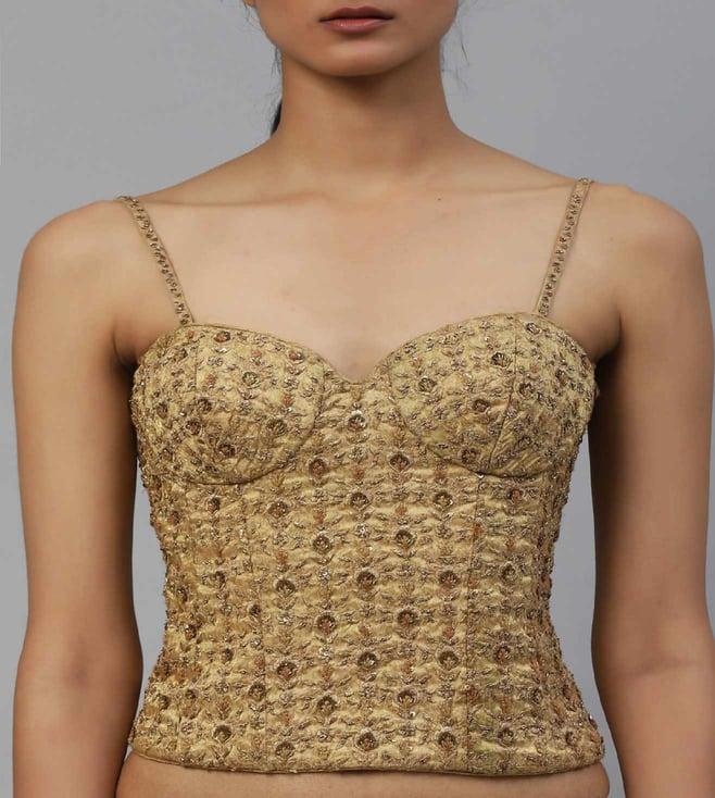 ri.ritu kumar beige silk corset blouse