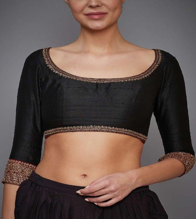 ri.ritu kumar black parampara zardozi embroidered silk blouse