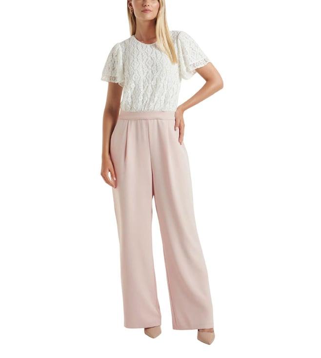 forever new white & pink lace regulat fit jumpsuit