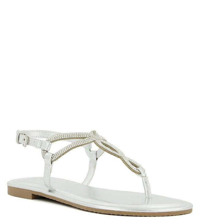 dune london women's logic embellished s silver back strap sandals