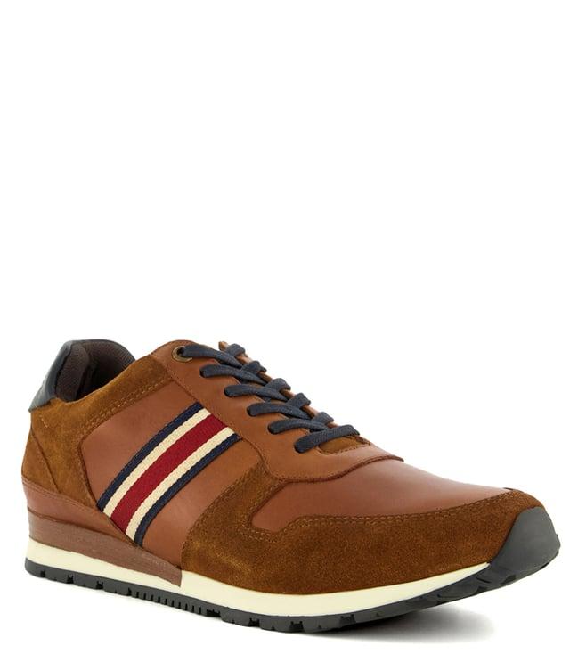 dune london men's tronic tan sneakers