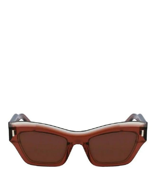 calvin klein ck2350360154s brown uv protected cat eye sunglasses for women