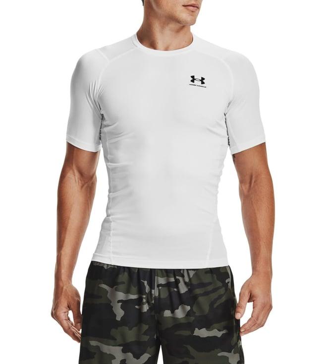 under armour white printed heatgear regular fit t-shirt