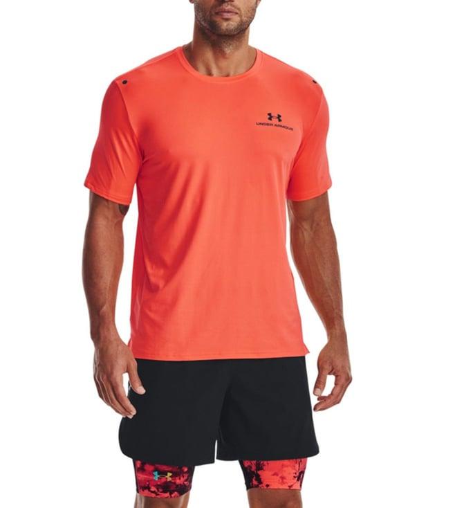 under armour orange printed rush regular fit t-shirt