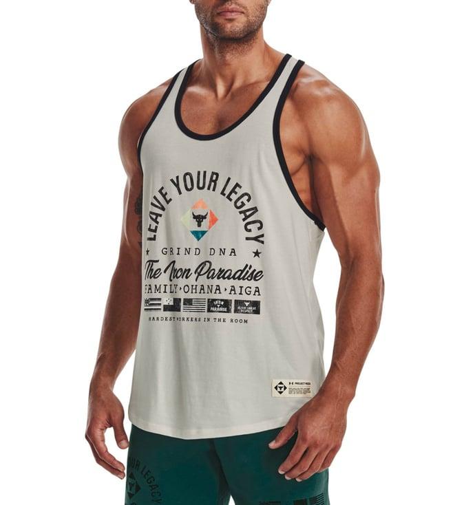 under armour white project rock regular fit tank top