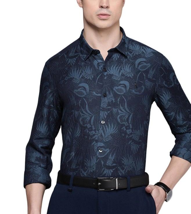 simon carter london navy printed slim fit shirt