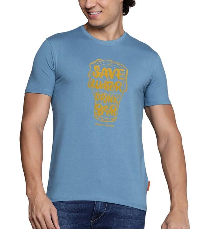 simon carter london blue printed slim fit t-shirt