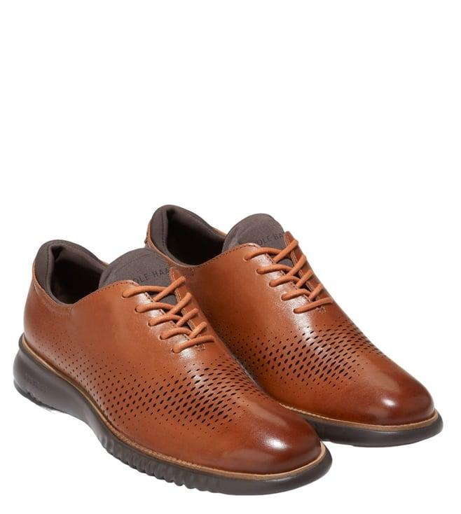 cole haan men's 2.zerogrand laser wingtip tan oxford shoes