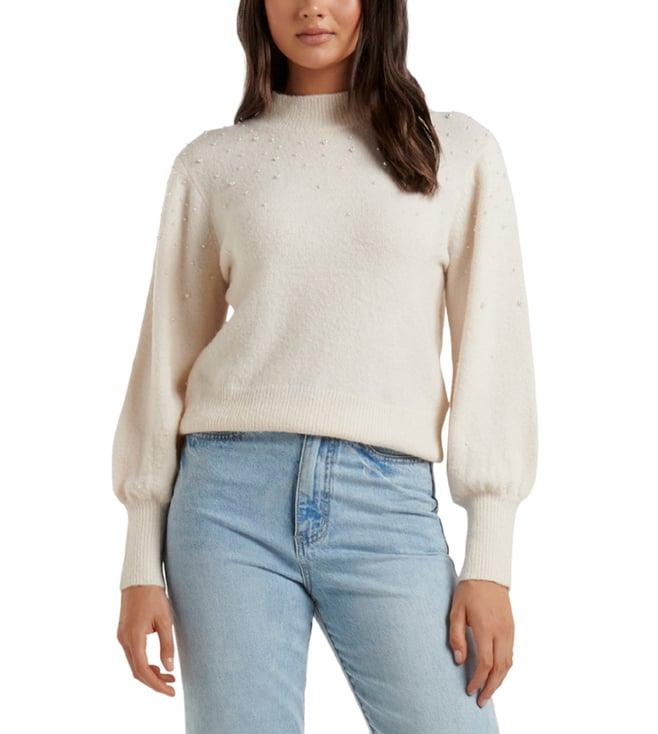 forever new cream embellished regular fit sweater