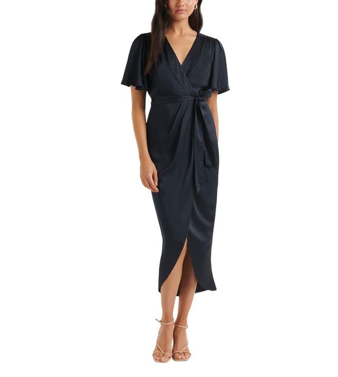 forever new navy slim fit wrap dress