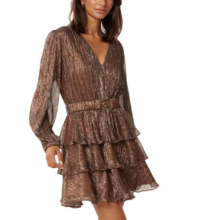 forever new brown embellished regular fit skater dress