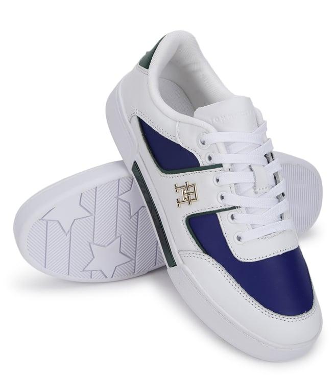 tommy hilfiger women's prep court bold blue & prep green sneakers