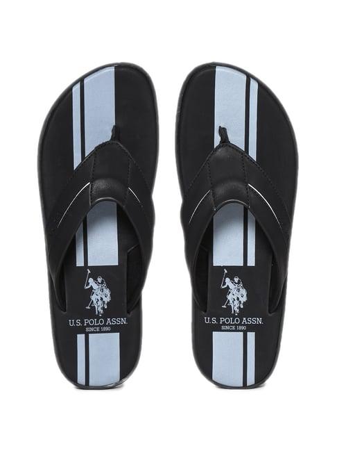 u.s. polo assn. men's codette black flip flops