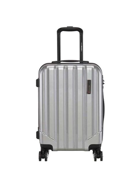 swiss brand baden silver 8 wheel small hard cabin trolley - 34 inch