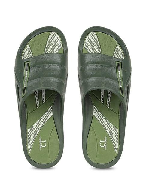 carlton london men's olive green slides