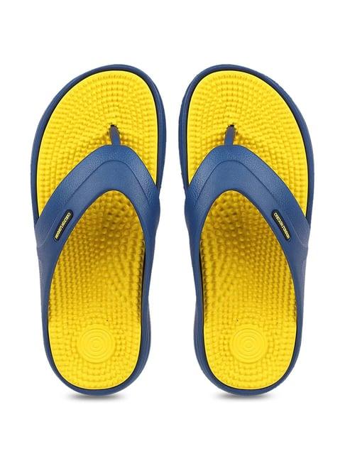 carlton london men's navy & yellow flip flops