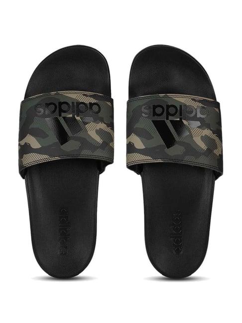 adidas men's adilette comfort unisex army green slides