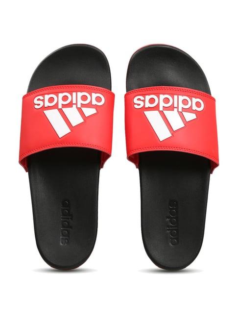 adidas men's adilette comfort red slides