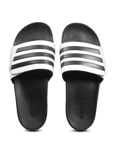 adidas men's adilette comfort adj white slides