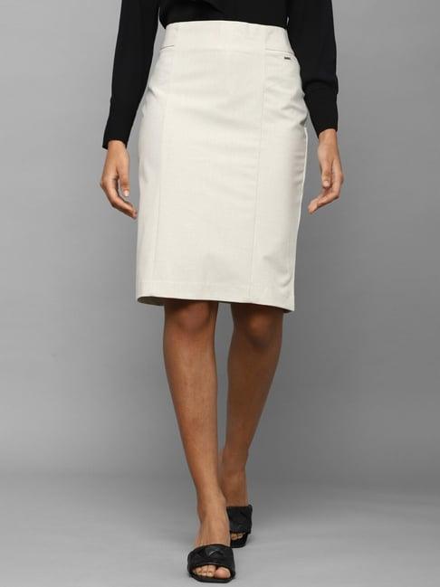 allen solly cream pencil skirt