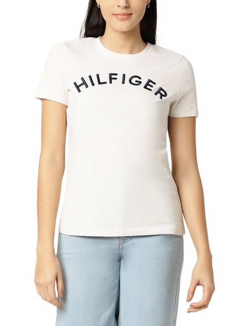 tommy hilfiger weathered white logo regular fit t-shirt