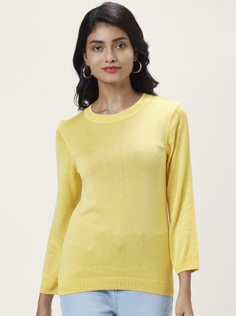 honey by pantaloons yellow regular fit sweater