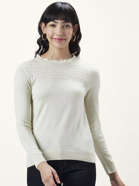 honey by pantaloons off-white self pattern sweater