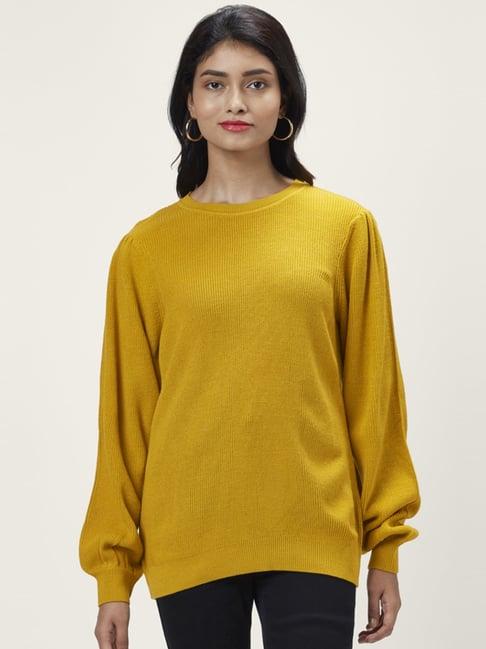 honey by pantaloons mustard self pattern sweater