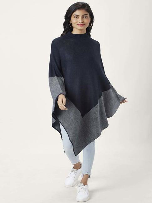 honey by pantaloons navy jacquard pattern poncho