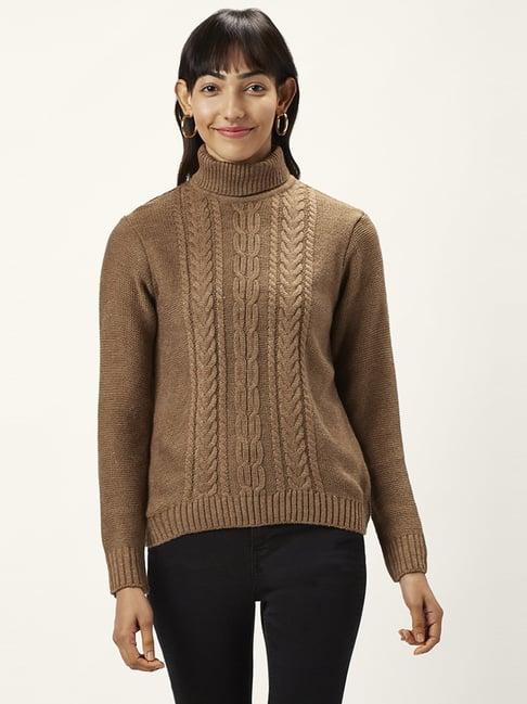 honey by pantaloons brown self pattern sweater