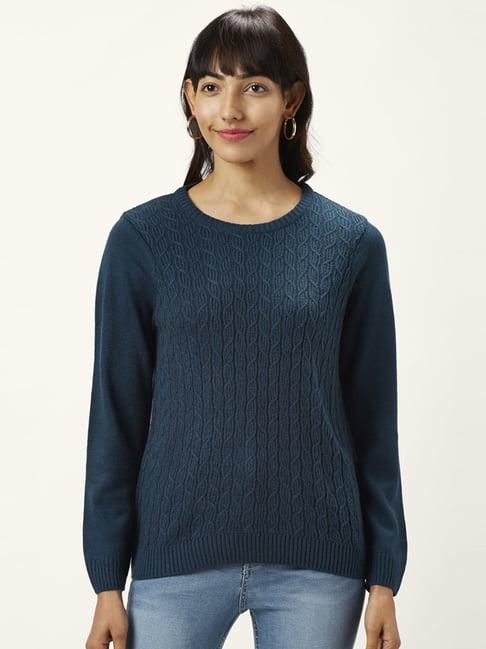 honey by pantaloons blue self pattern sweater