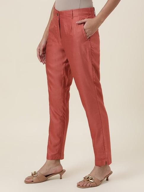 fabindia rust elasticated pants