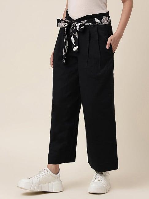 fabindia black mid rise pants