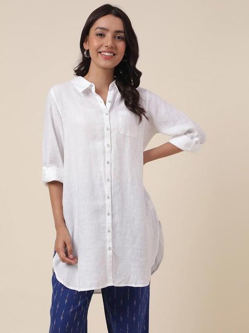 fabindia white linen tunic