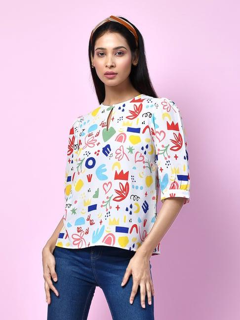 zink london white printed top