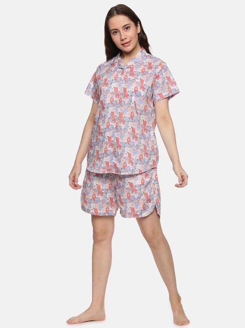 don vino multicolor cotton printed shirt with shorts