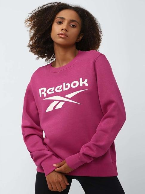 reebok pink cotton graphic print sweatshirt