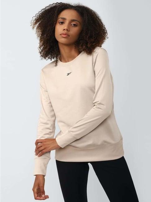 reebok beige regular fit sweatshirt