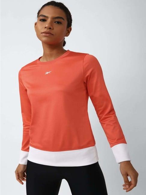 reebok orange regular fit sweatshirt