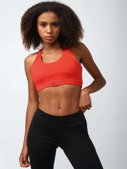 reebok orange plain sports bra