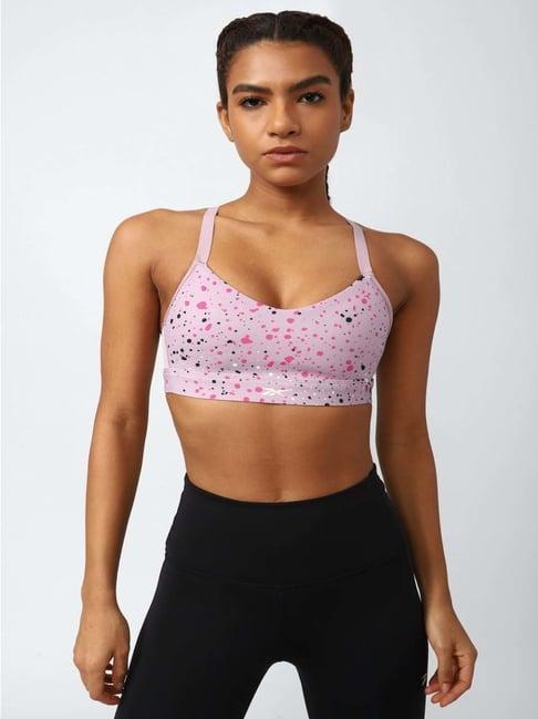 reebok purple printed sports bra