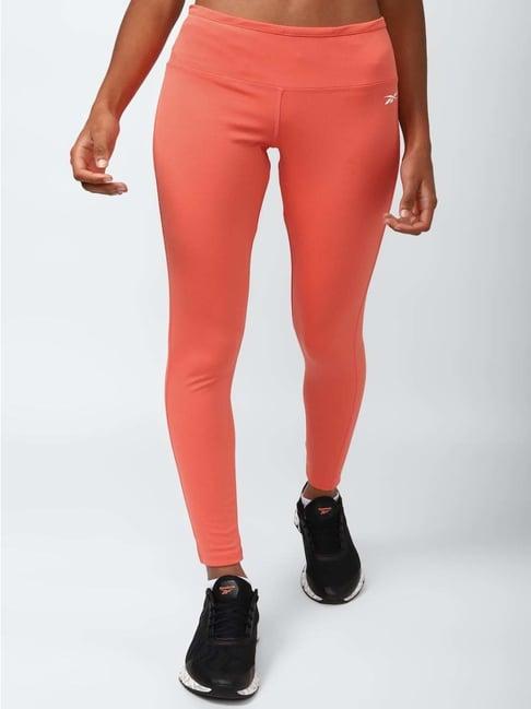 reebok orange mid rise sports tights