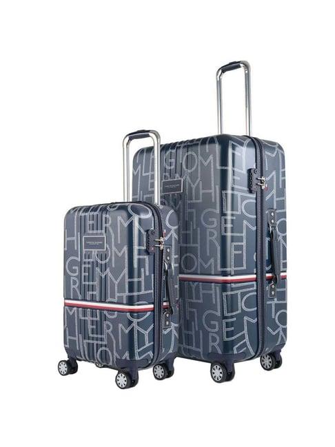 tommy hilfiger twister navy printed hard trolley bag pack of 2 - 51.5 cm