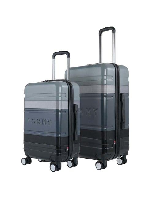 tommy hilfiger triton plus black color block hard trolley bag pack of 2 - 45.5 cm